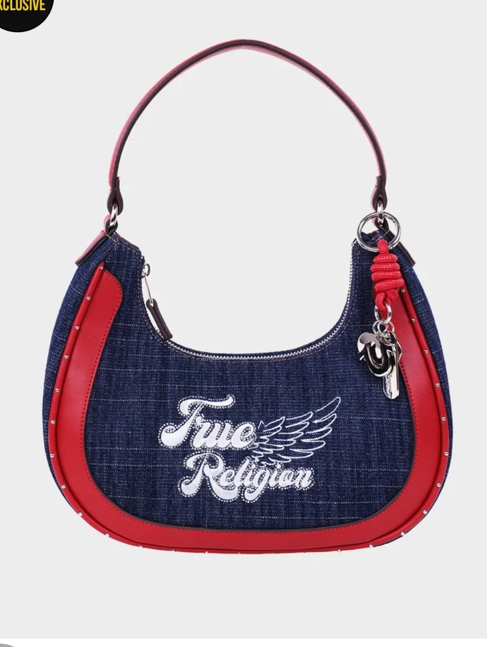 True Religion Wing Motif Denim Bag